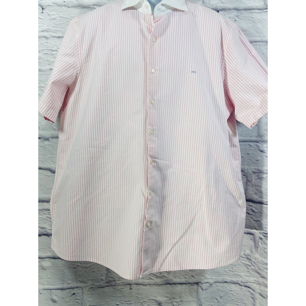 Proper Cloth Shirt Mens 19 Pink White Oxford Cloth Button Down Striped